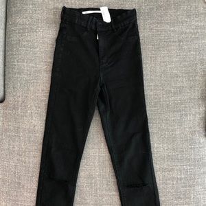 Zara Black Ripped Skinny Jeans, US 2
